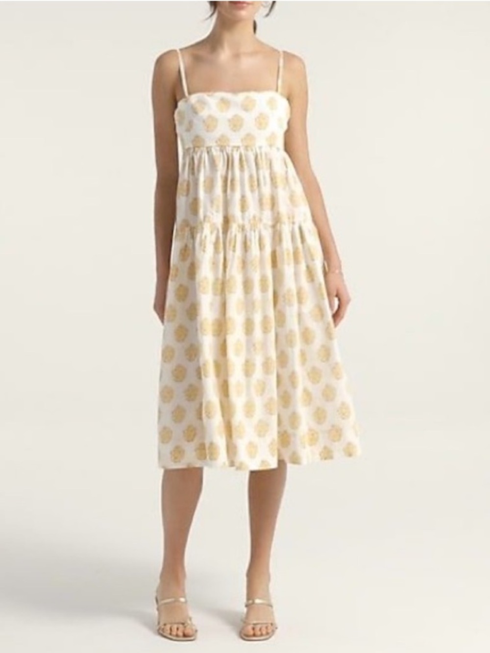 JCREW Tie Back Tiered Dress in Gathered Floral Block Print